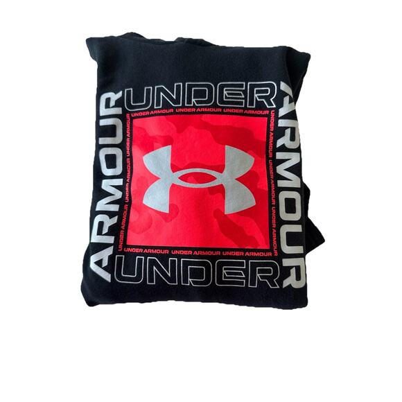 Under Armour Sweater Youth Kids Black Large Pullover Cold Gear Hoodie Pocket - Picture 11 of 11